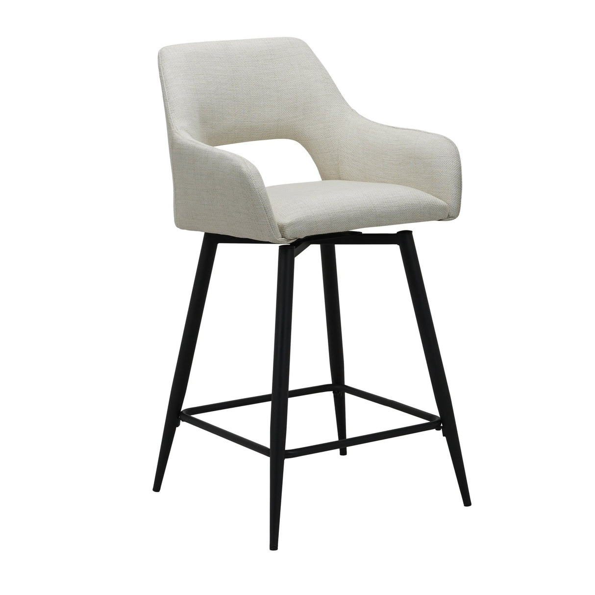 Taburete de bar giratorio de tela beige Skye - Altura del asiento 67 cm - Con reposabrazos 