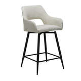 Taburete de bar giratorio de tela beige Skye - Altura del asiento 67 cm - Con reposabrazos 