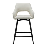 Taburete de bar giratorio de tela beige Skye - Altura del asiento 67 cm - Con reposabrazos 