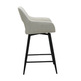 Taburete de bar giratorio de tela beige Skye - Altura del asiento 67 cm - Con reposabrazos 
