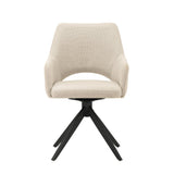 Silla de comedor giratoria moderna de tela beige Sid - Con reposabrazos 