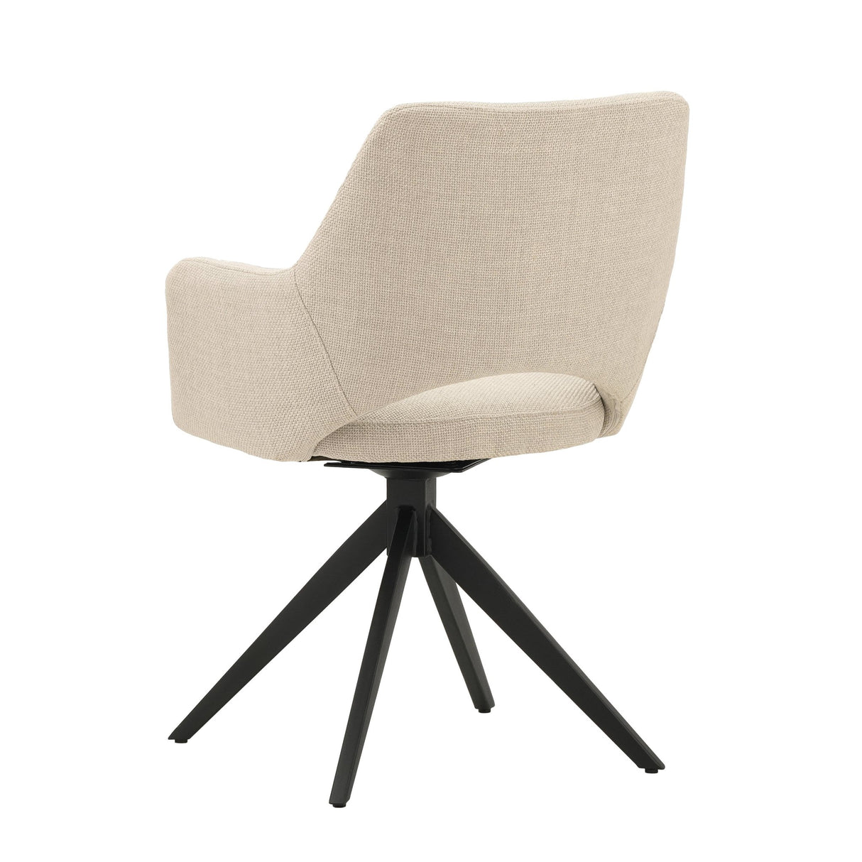Silla de comedor giratoria moderna de tela beige Sid - Con reposabrazos 