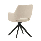Silla de comedor giratoria moderna de tela beige Sid - Con reposabrazos 