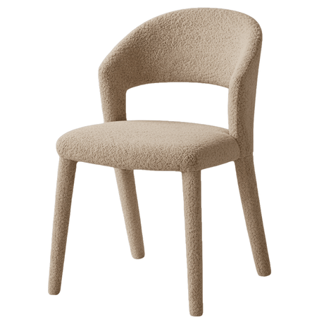 Silla de comedor bouclé color arena Yumi - Japandi - totalmente tapizada