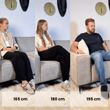 Sofá esquina de chenilla taupe tapizada Ravi – derecha 