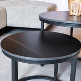 Salontafel Paige Black Dimehouse Zwart LxBxH 57x56x53 Sintered stone Sfeerfoto detail