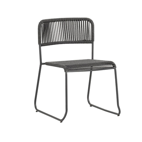 Silla de jardín Lester Dimehouse Gris L x An x Al 86x60x57 Cuerda Blanco foto vista frontal diagonal