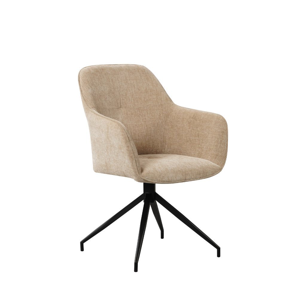 Silla de comedor Camiel Dimehouse Beige L x An x Al 62x61x54 Tela Blanco foto vista frontal diagonal