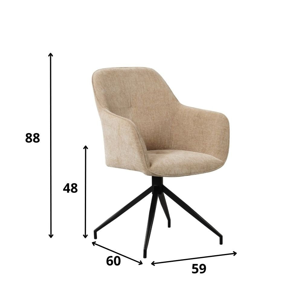 Silla de comedor Camiel Dimehouse Beige L x An x Al 62x61x54 Tela Blanco indicación del tamaño de la foto