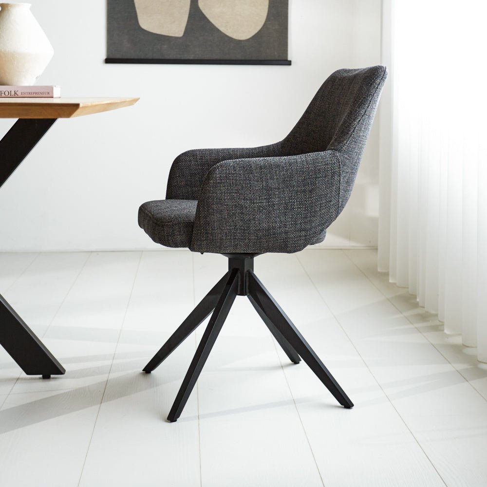 Silla de comedor Sid Dimehouse Antracita L x An x Al 59x56x53 Tela Foto atmosférica vista lateral