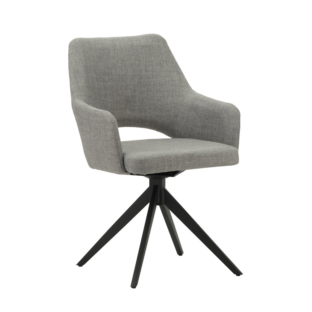 Silla de comedor Sid Dimehouse Gris L x An x Al 59x56x53 Tela Blanco foto vista frontal diagonal