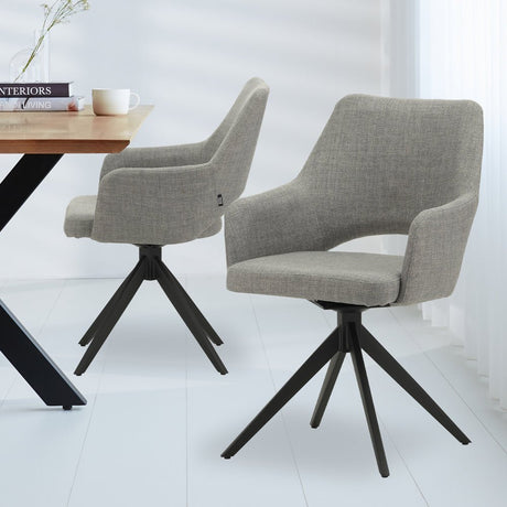 Silla de comedor Sid Dimehouse Gris L x An x Al 59x56x53 Tela Vista frontal en diagonal Foto atmosférica