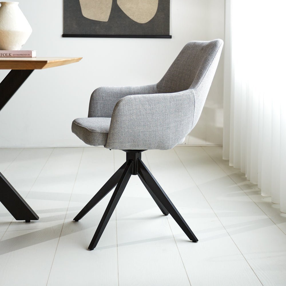 Silla de comedor Sid Dimehouse Gris L x An x Al 59x56x53 Tela Foto atmosférica vista lateral