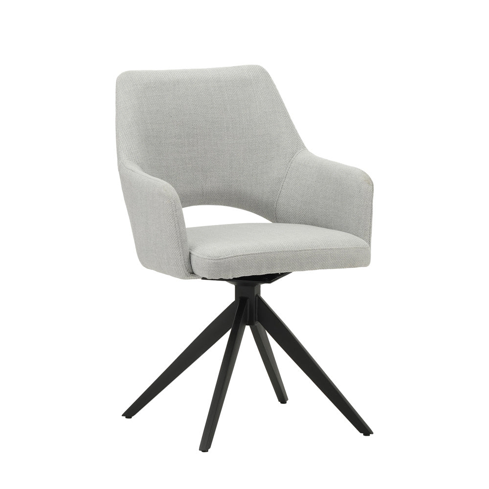 Silla de comedor Sid Dimehouse Gris L x An x Al 59x56x53 Tela Blanco foto vista frontal diagonal