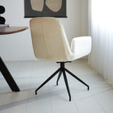Silla de comedor Nela Dimehouse Blanco L x An x Al 64x64x52 Tela Foto atmosférica vista trasera en diagonal