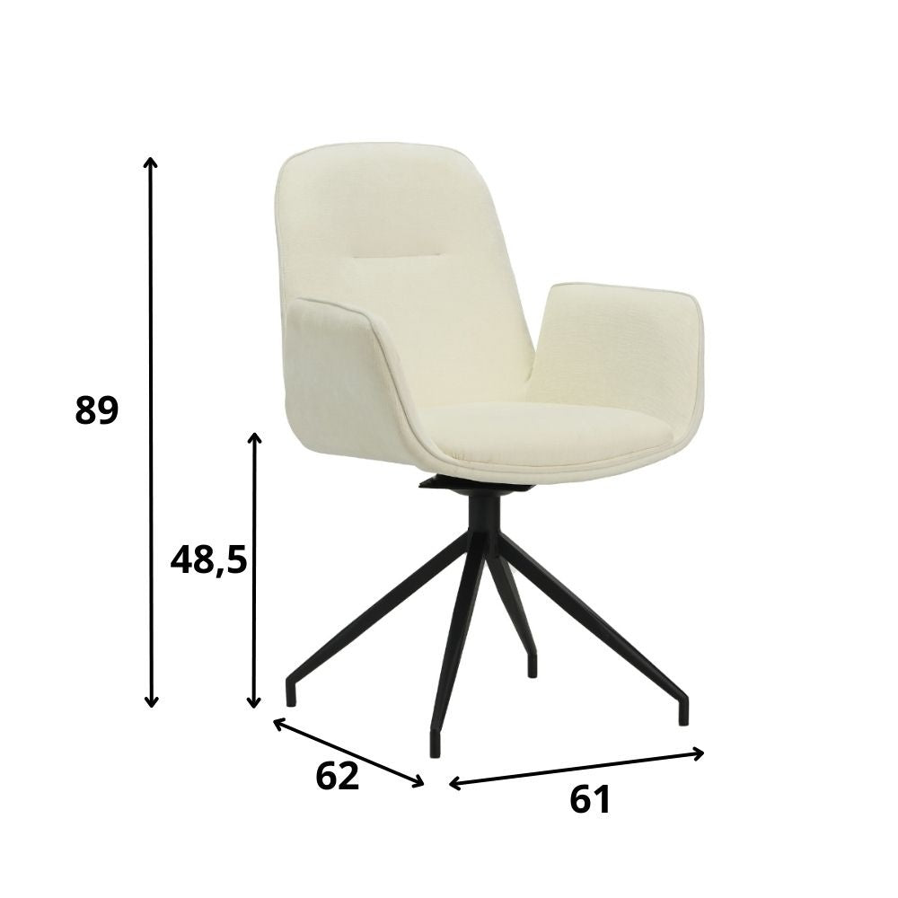 Silla de comedor Nela Dimehouse Blanco LxAnxAl 64x64x52 Tela Indicación del tamaño de la foto en blanco