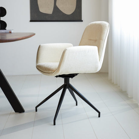 Silla de comedor Nela Dimehouse Blanco L x An x Al 64x64x52 Tela Foto atmosférica vista lateral
