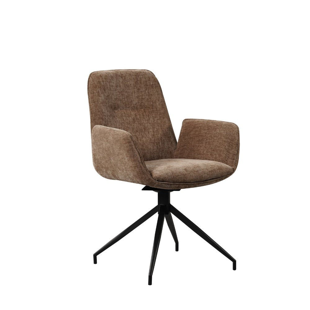 Silla de comedor Nela Dimehouse Taupe L x An x Al 64x64x52 Tela Blanco foto vista frontal diagonal