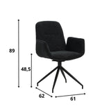 Silla de comedor Nela Dimehouse Negro L x An x Al 64x64x52 Tela Blanco indicación del tamaño de la foto