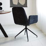 Silla de comedor Nela Dimehouse Negro L x An x Al 64x64x52 Tela Vista posterior diagonal de fotografía atmosférica