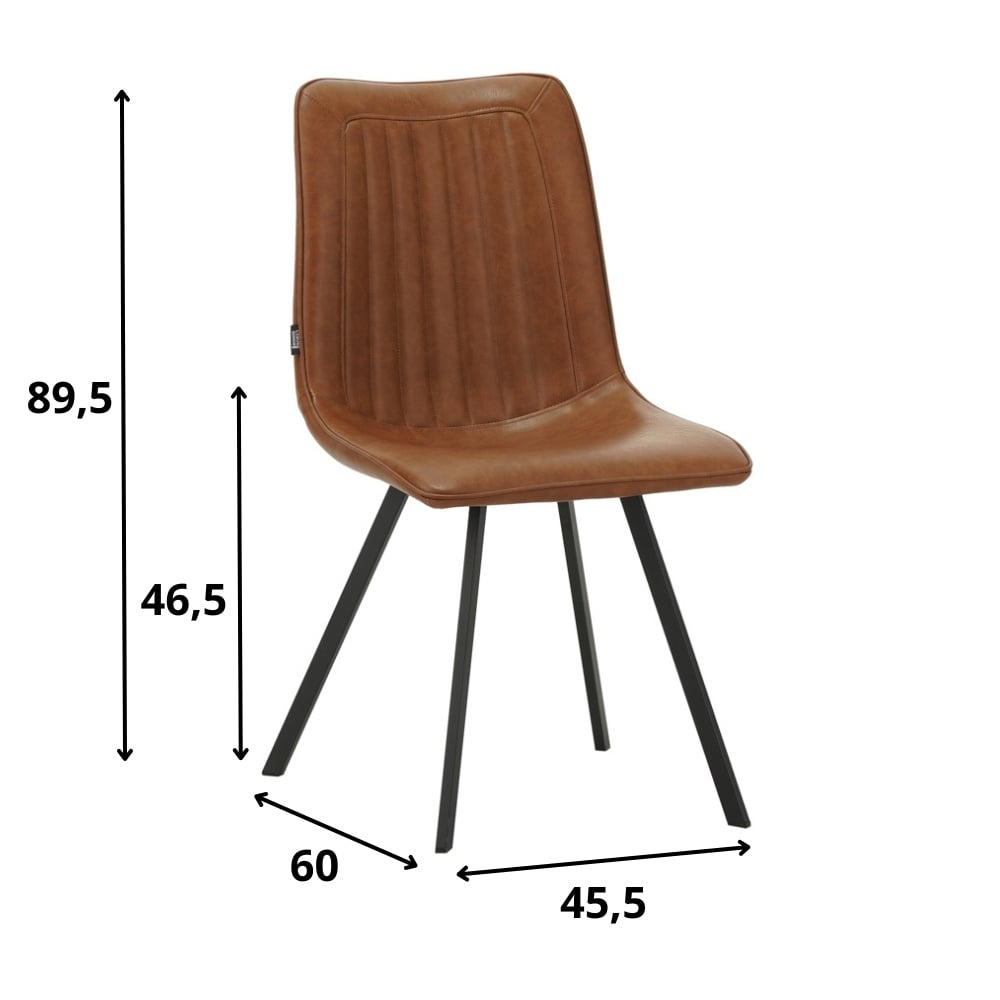 Silla de comedor Jimmy Polipiel Dimehouse Coñac L x An x Al 75x57x51 Cuero sintético Blanco indicación del tamaño de la foto