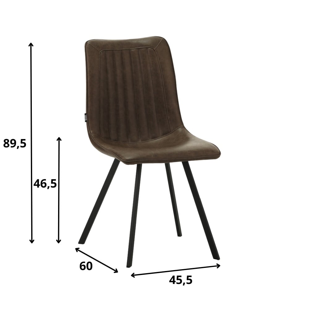 Silla de comedor Jimmy Polipiel Dimehouse Taupe L x An x Al 75x57x51 Polipiel Blanco indicación del tamaño de la foto