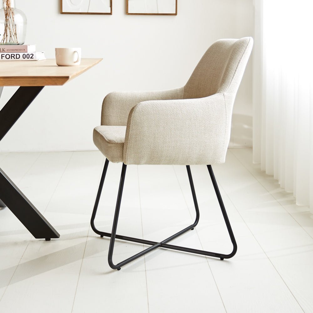 Silla de comedor Suzy Dimehouse Blanco L x An x Al 64x61x53 Tela Foto atmosférica vista lateral