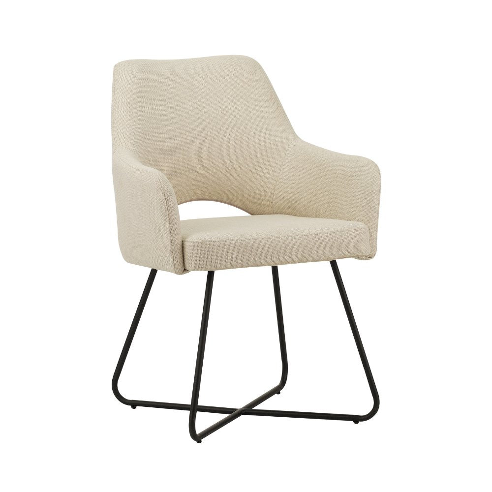 Silla de comedor Suzy Dimehouse Blanco L x An x Al 64x61x53 Tela Foto blanca vista frontal diagonal
