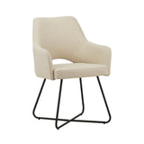 Silla de comedor Suzy Dimehouse Blanco L x An x Al 64x61x53 Tela Foto blanca vista frontal diagonal