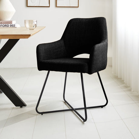 Silla de comedor Suzy Dimehouse Negro L x An x Al 64x61x53 Tela Vista frontal diagonal de fotografía atmosférica