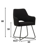 Silla de comedor Suzy Dimehouse Negro L x An x Al 64x61x53 Tela Blanco indicación del tamaño de la foto