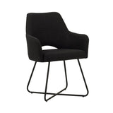 Silla de comedor Suzy Dimehouse Negro L x An x Al 64x61x53 Tela Blanco foto vista frontal diagonal