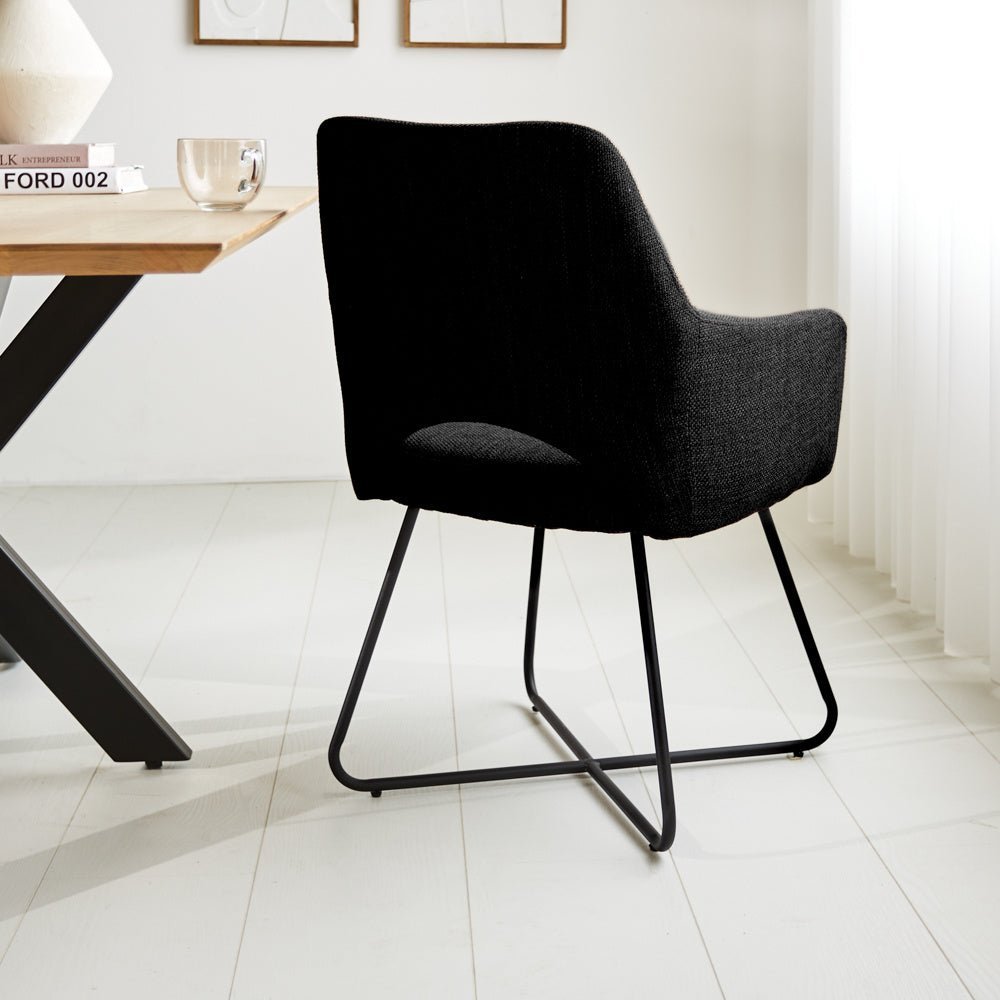 Silla de comedor Suzy Dimehouse Vista posterior en diagonal Negro L x An x Al 64x61x53 Tela Foto atmosférica