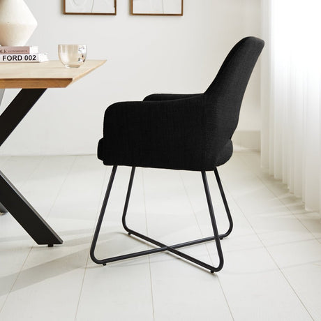 Silla de comedor Suzy Dimehouse Negro L x An x Al 64x61x53 Tela Foto atmosférica vista lateral