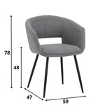Silla de comedor Don Dimehouse Gris L x An x Al 60x56x56 Tela Blanco indicación del tamaño de la foto