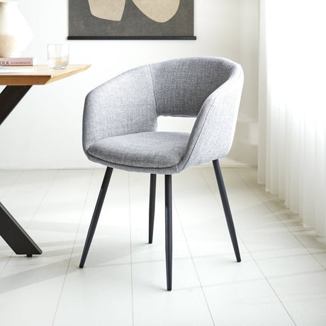 Silla de comedor Don Dimehouse Gris claro L x An x Al 60x56x56 Tela Vista frontal en diagonal Foto atmosférica