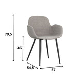 Silla de comedor Mick Dimehouse Gris L x An x Al 64x62x59 Tela Blanco indicación del tamaño de la foto