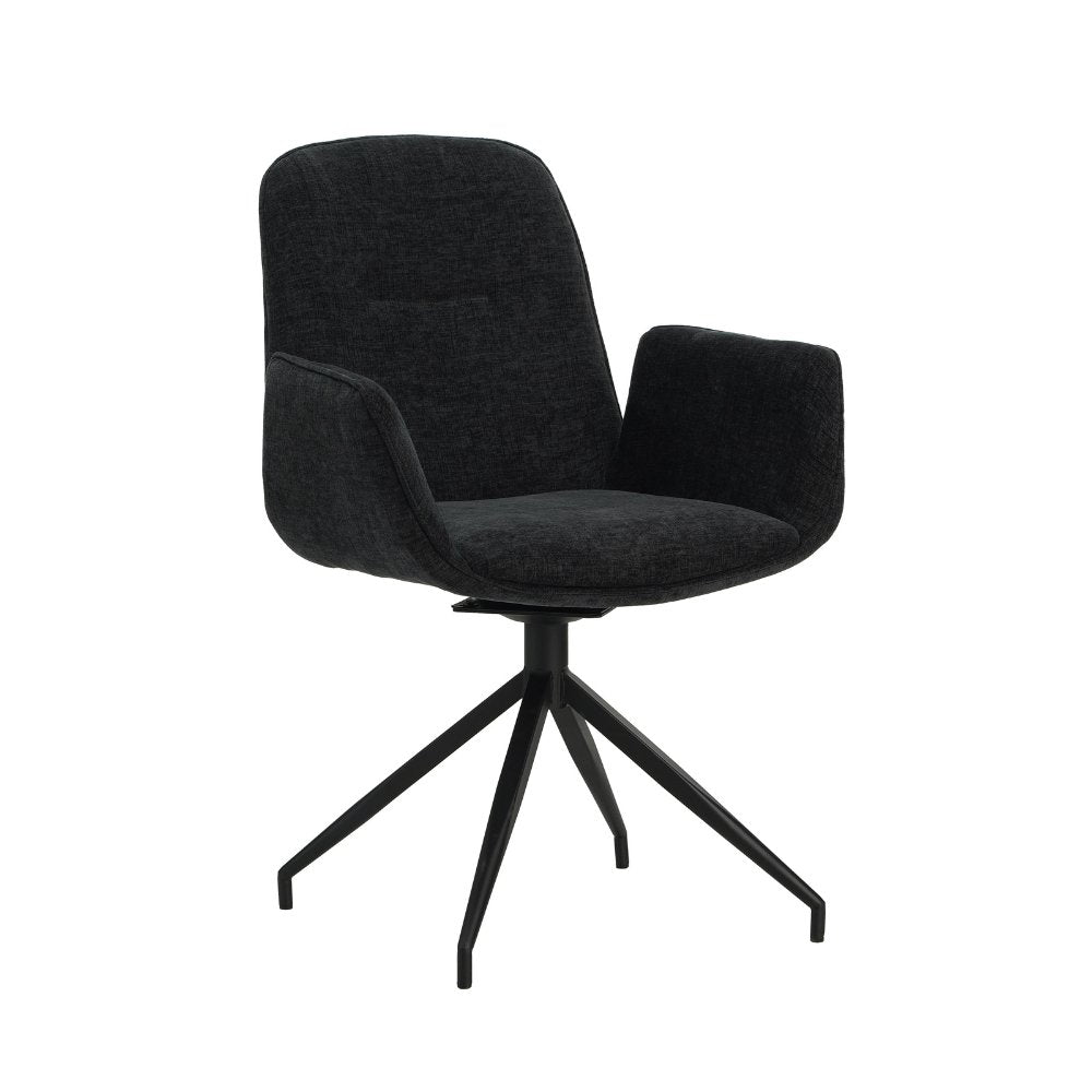 Silla de comedor Nela Dimehouse Negro L x An x Al 64x64x52 Tela Blanco foto vista frontal diagonal