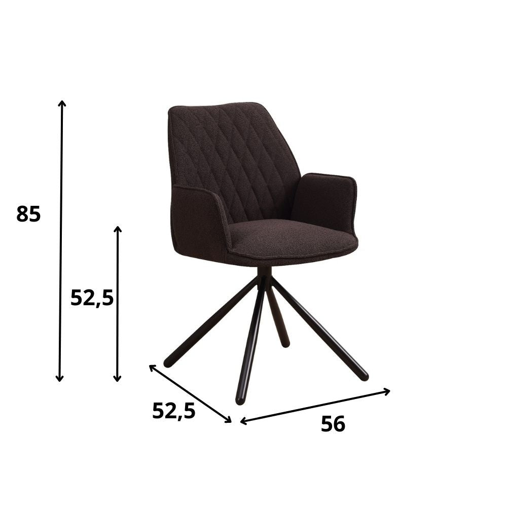 Eetkamerstoel Novan bouclé Dimehouse Bruin LxBxH 67x59x57 Stof Witfoto maatindicatie