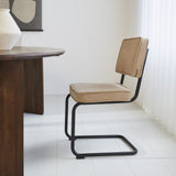 Silla de comedor Remo tejido canalé Dimehouse Marrón L x An x Al 56x55x51 Tela acanalada Foto atmosférica vista lateral