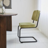 Silla de comedor Remo tejido canalé Dimehouse Verde L x An x Al 56x55x52 Tela acanalada Foto atmosférica vista lateral