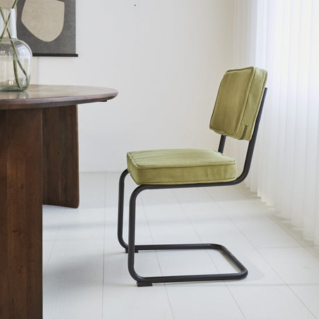 Silla de comedor Remo tejido canalé Dimehouse Verde L x An x Al 56x55x52 Tela acanalada Foto atmosférica vista lateral