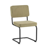 Silla de comedor Remo tejido canalé Dimehouse Verde L x An x Al 56x55x52 Tela acanalada Foto blanca vista frontal diagonal