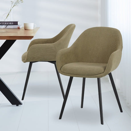 Silla de comedor Remy Dimehouse Verde oliva L x An x Al 64x59x58 Vista frontal diagonal fotográfica atmosférica