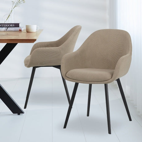 Silla de comedor Remy Dimehouse Taupe L x An x Al 64x59x58 Vista frontal diagonal fotográfica atmosférica