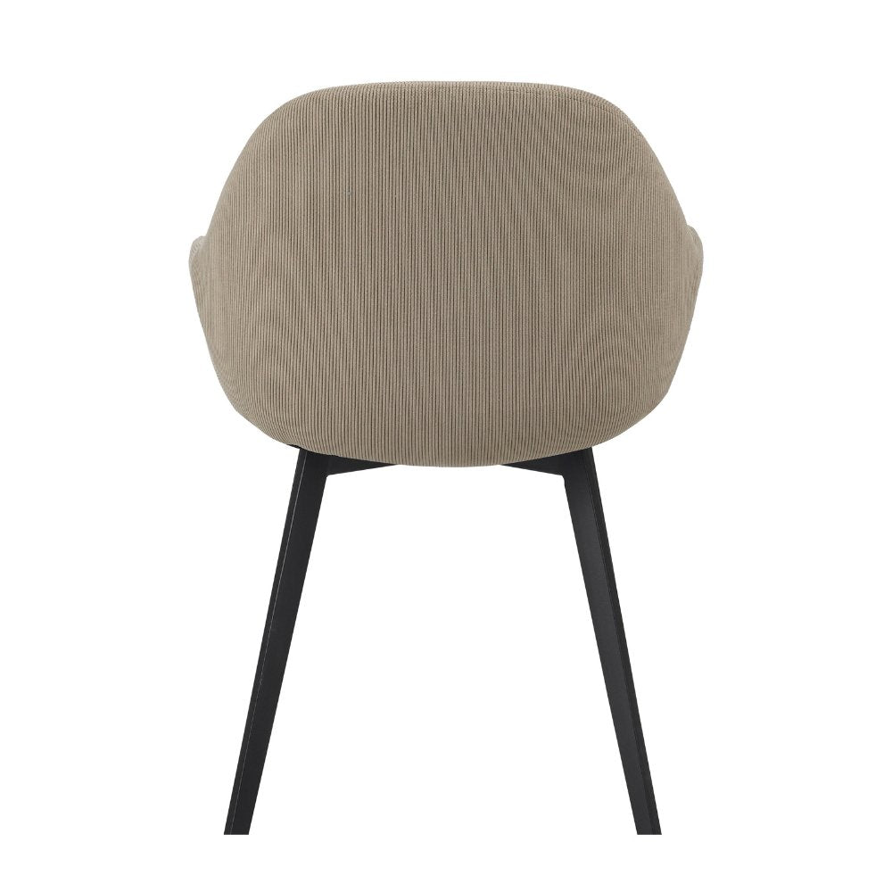 Silla de comedor Remy Dimehouse Taupe L x An x Al 64x59x58 Vista trasera diagonal fotográfica blanca