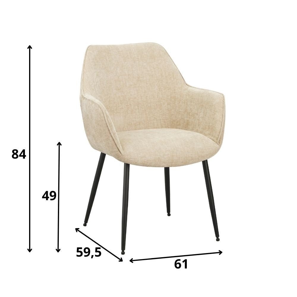 Silla de comedor Sev Dimehouse Beige L x An x Al 68x62x61 Tela Blanco indicación del tamaño de la foto