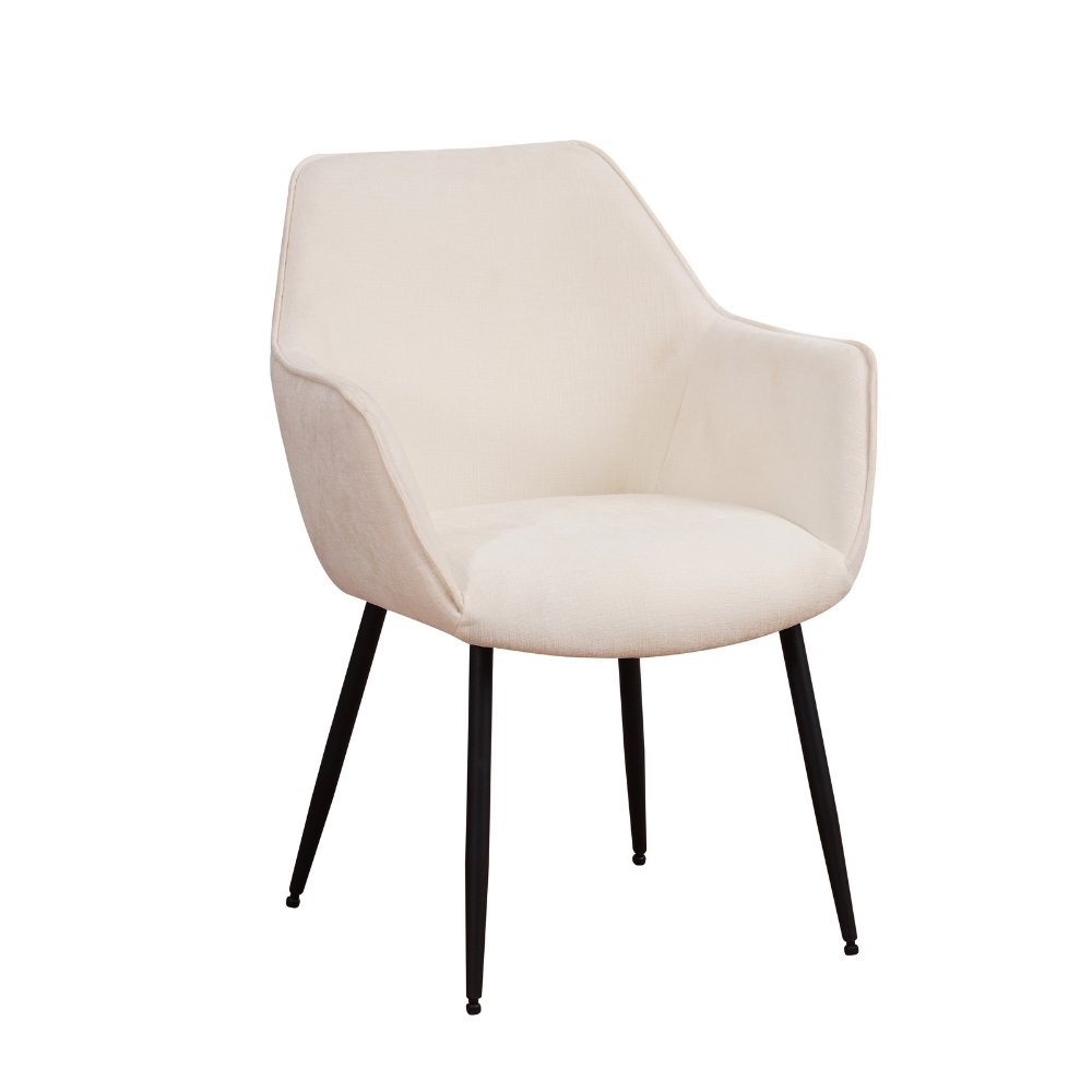 Silla de comedor Sev Dimehouse Blanco L x An x Al 68x62x61 Tela Foto blanca vista frontal diagonal