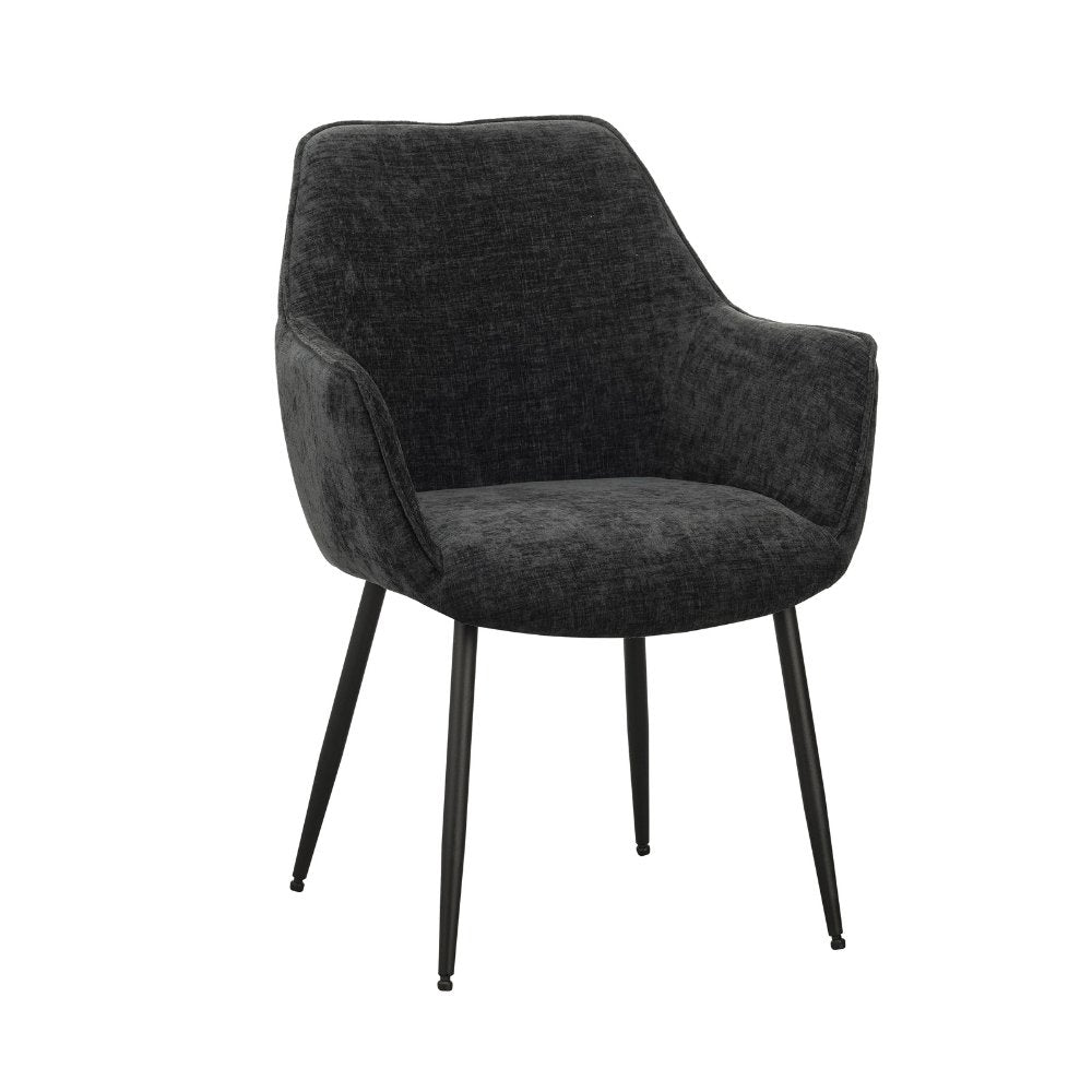 Silla de comedor Sev Dimehouse Negro L x An x Al 68x62x61 Tela Blanco foto vista frontal diagonal
