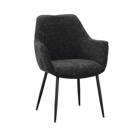 Silla de comedor Sev Dimehouse Negro L x An x Al 68x62x61 Tela Blanco foto vista frontal diagonal